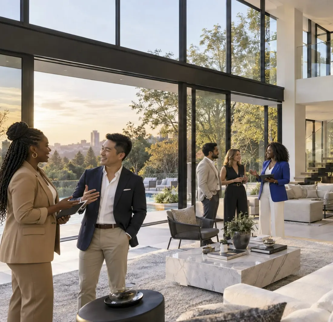 Nūmen Realty Advisors advisors meeting clients at an open house